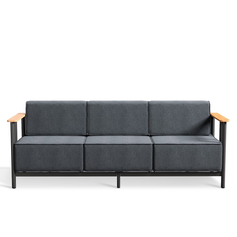 Pocassy 3-Seat Sofa with 10 Inch Dark Black Cushion