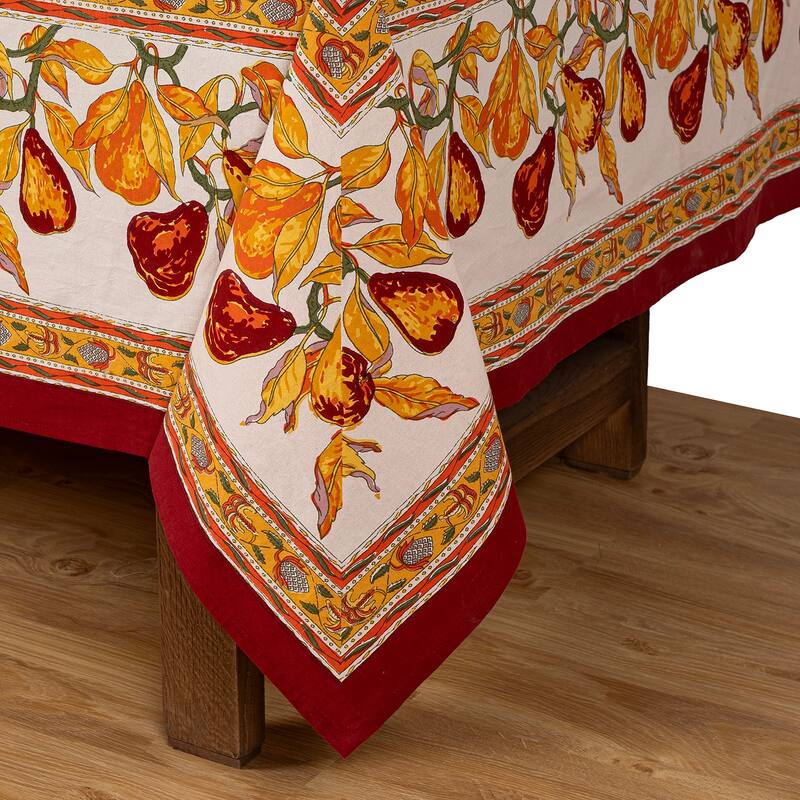 Couleur Nature Orchard Pear Tablecloth - Burgundy - 59" x 59"