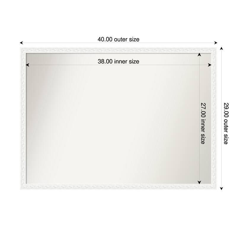 Bethany Non-Beveled Wood Framed Bathroom Vanity Wall Mirror - 40 x 29 in - Bethany White