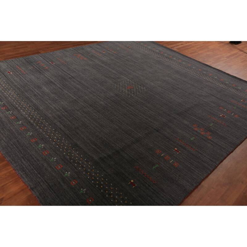 Gabbeh Oriental Area Rug Hand-Knotted Wool Carpet - 8'4"x 9'10"