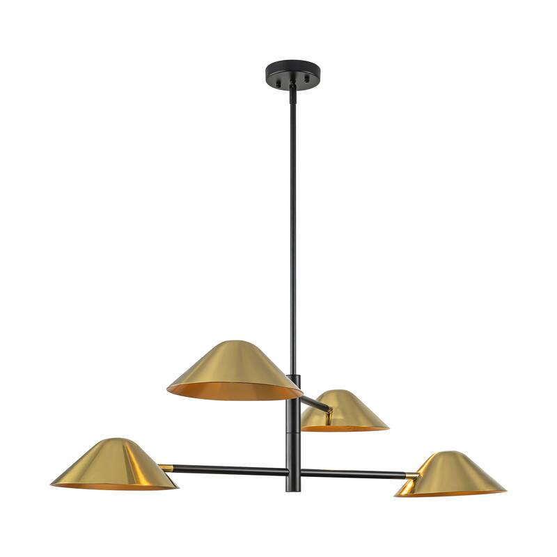 Rennnsan 4-Light Modern Industrial Linear Sputnik Gold Chandelier for Dining Room