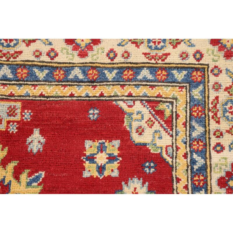 Red Kazak Accent Rug Handmade Wool Carpet - 3'4" x 5'2"
