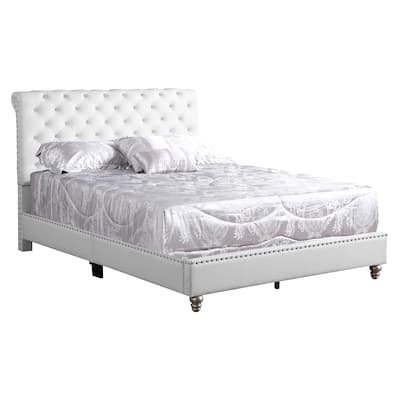 Queen Size PU Transitional Platform Bed with Foam Support