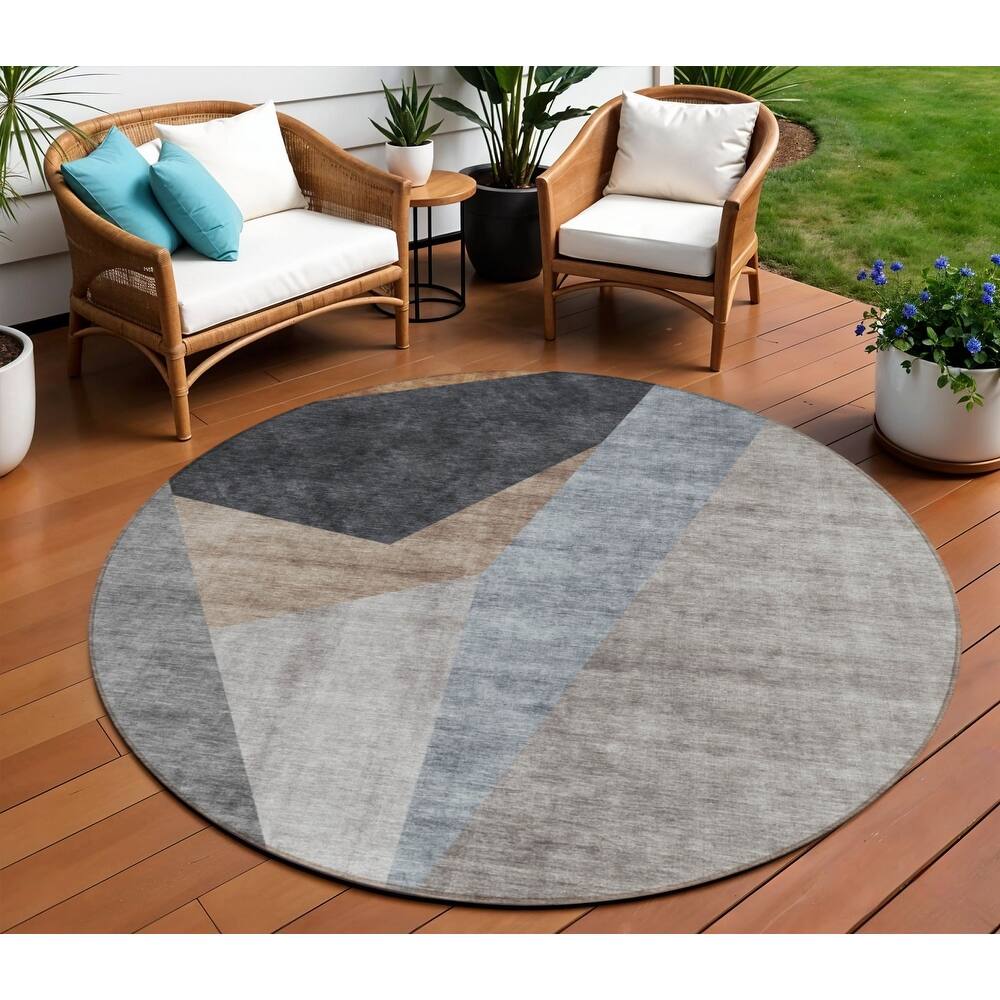 HomeRoots Abstract Transitional Rectangle Outdoor Rug