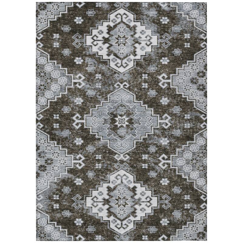 HomeRoots Medallion Traditional Rectangle Outdoor Rug