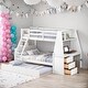 preview thumbnail 1 of 7, Twin over Full Bunk Bed with Trundle, Built-in Desk, Storage Drawers & Shelf in Gray - Perfect for Sleepovers