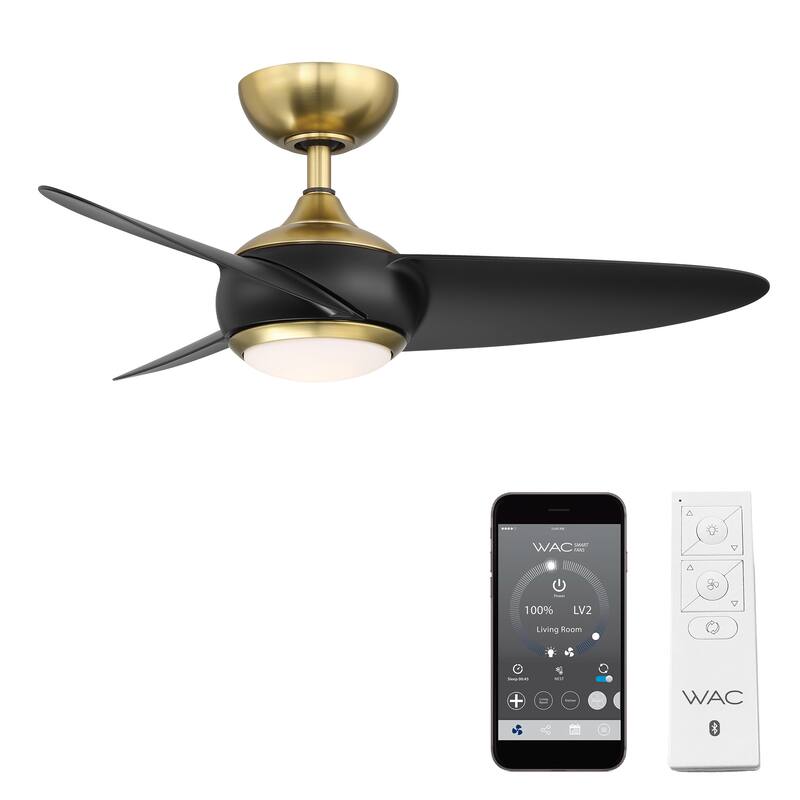 Loft Indoor Outdoor 3-Blade Smart Ceiling Fan 38in with 3000K LED and Remote Control-REMOVE FINISH - 38 - Soft Brass/Matte Black