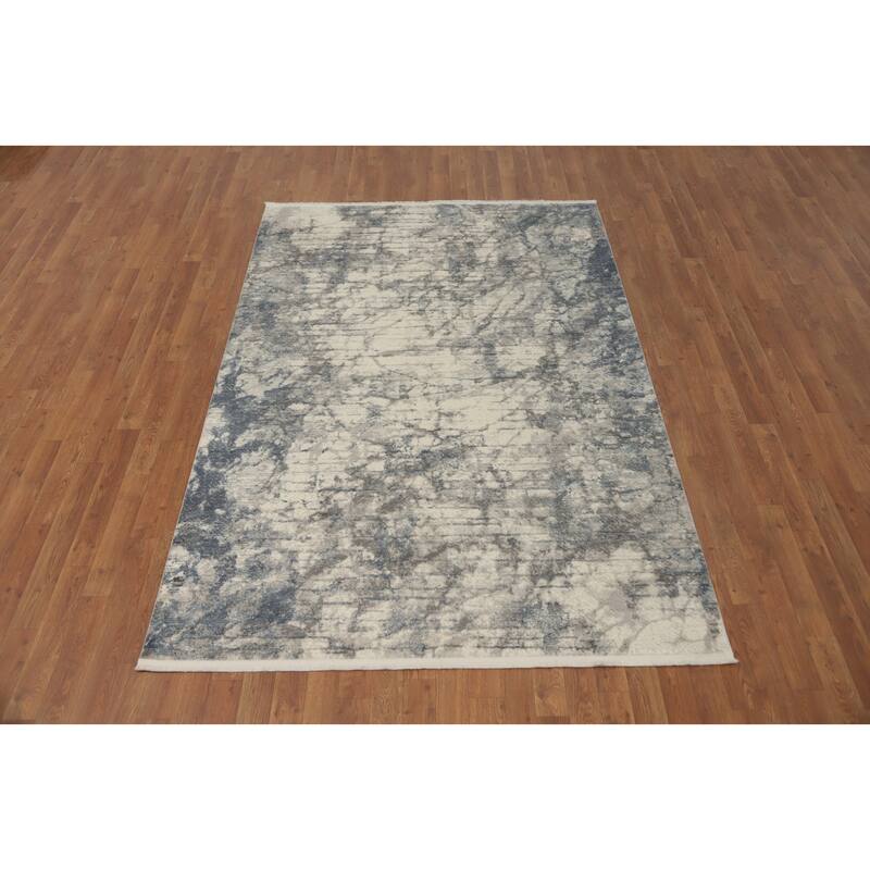 Machine Made Oriental Polyester Carpet Modern Abstract Beige & Ivories Abstract Area Rug - 7' 5'' X 5' 2''