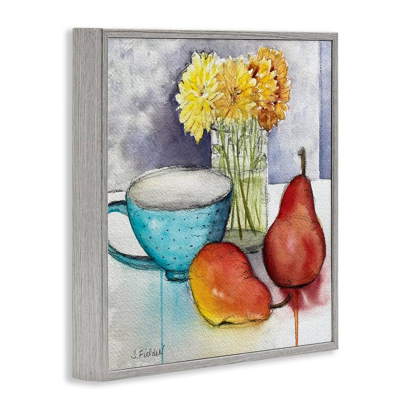 Stupell Modern Kitchen Teacup & Fruit Framed Giclee Art Design By Stephanie Fielden