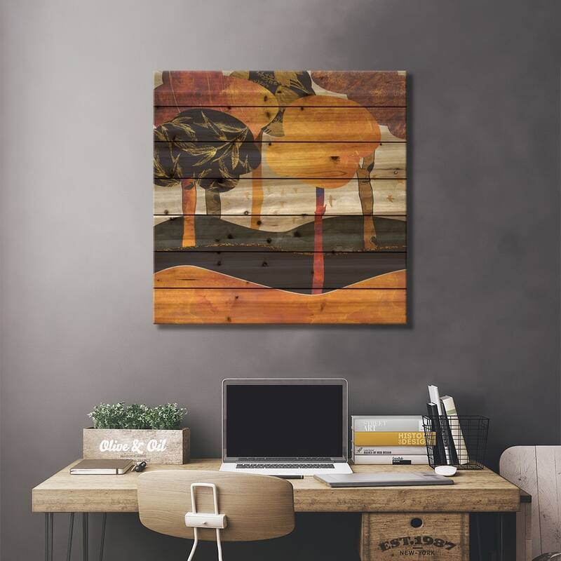 Metallic Forest Print On Wood by SpaceFrog Designs - Multi-Color