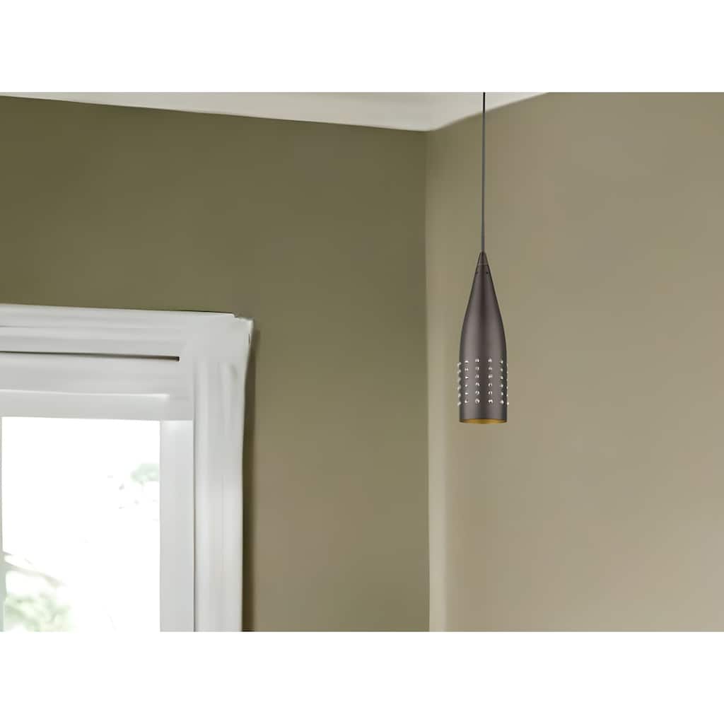 HomeRoots Narrow Bronze Hanging Light with Glass Studs - 3' X '10.75' X '3