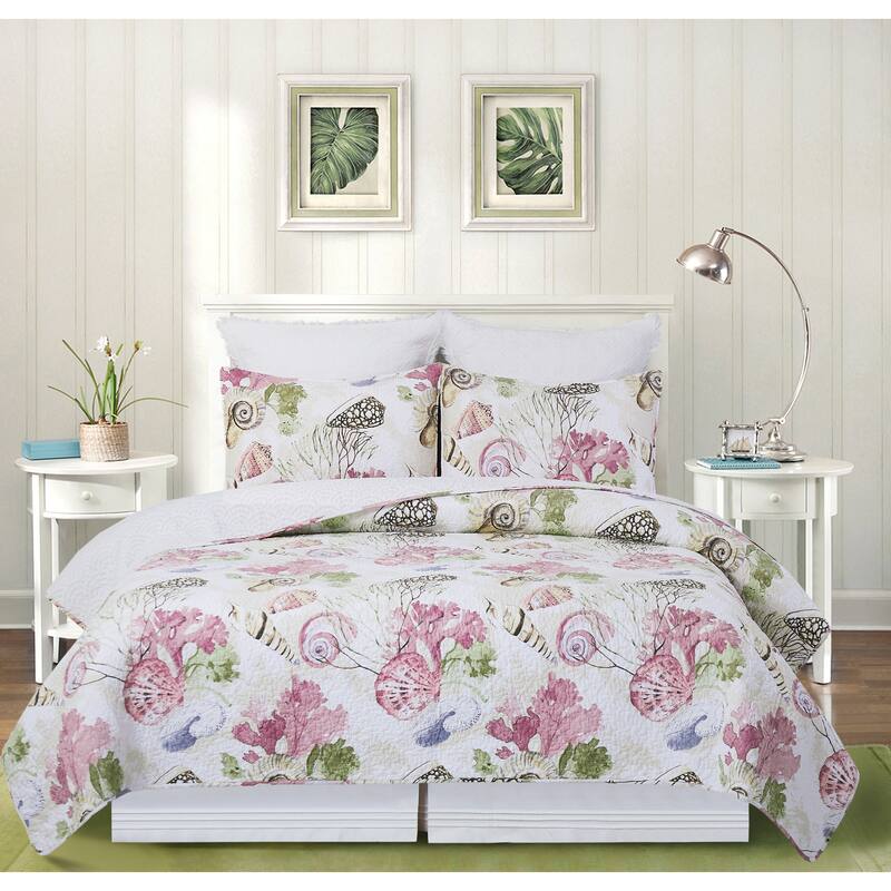 Vilano Bay Cotton Quilt Set - Reversible and Machine Washable