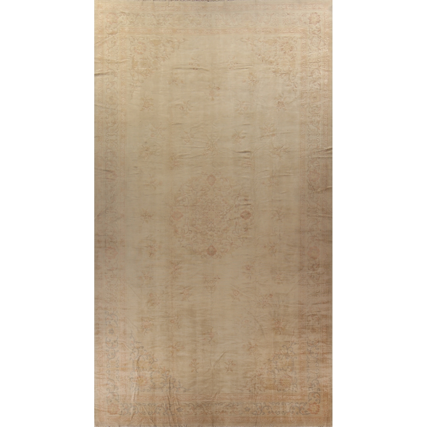 Palace Size Oushak Turkish Antique Area Rug Handmade Wool Carpet - 11'10"x 21'7"