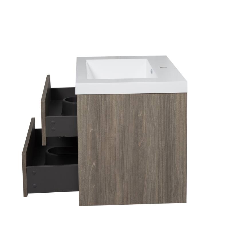 30" Wall Mounted Bathroom Vanity with Sink and Soft Close Drawers