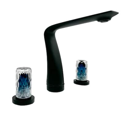 Modern Widespread 3 Hole, 2-handle Bathroom Faucet with Blue Glass Handles