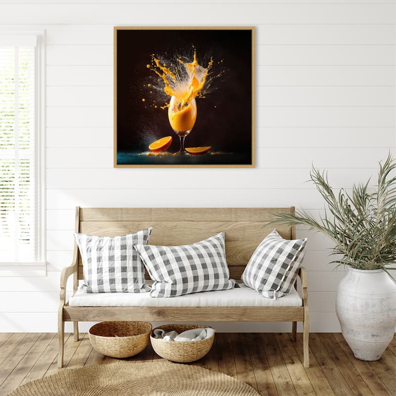 Mimosa Splash by Jake Fouracre Framed Canvas Wall Art Print - Sylvie Bright Gold