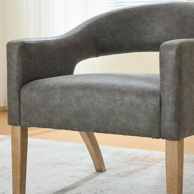 26.3"W PU Leather Accent Chair,Modern Armchair with Wood Legs