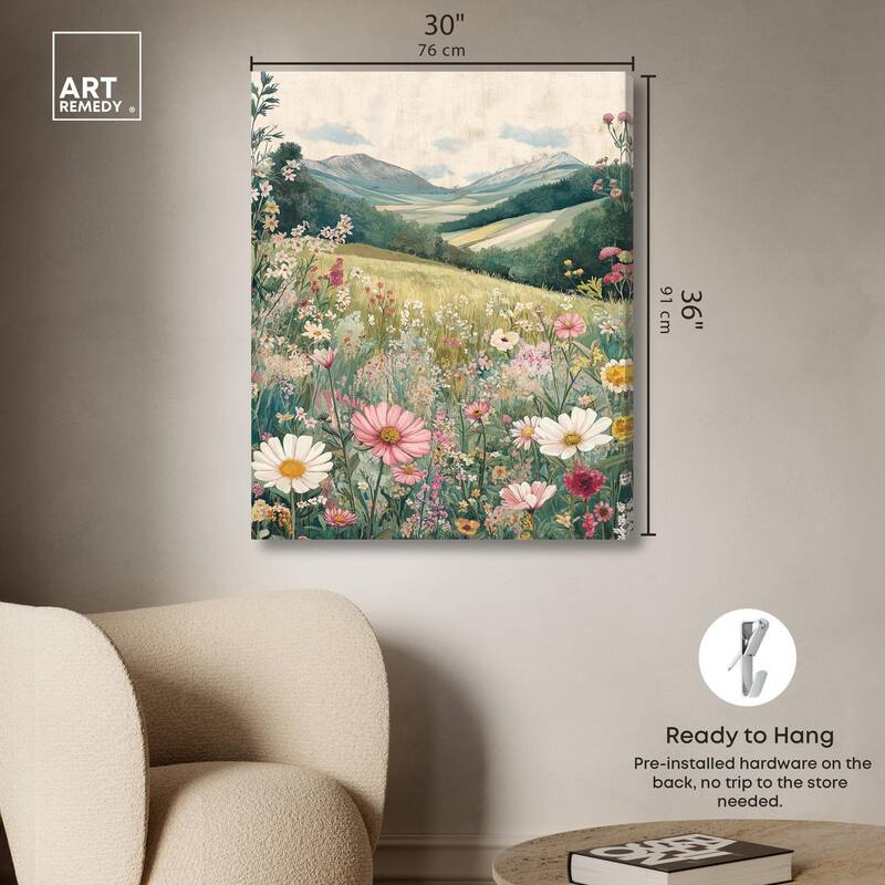 Floral Valley Vista Canvas by Art Remedy, Gallery Wrapped