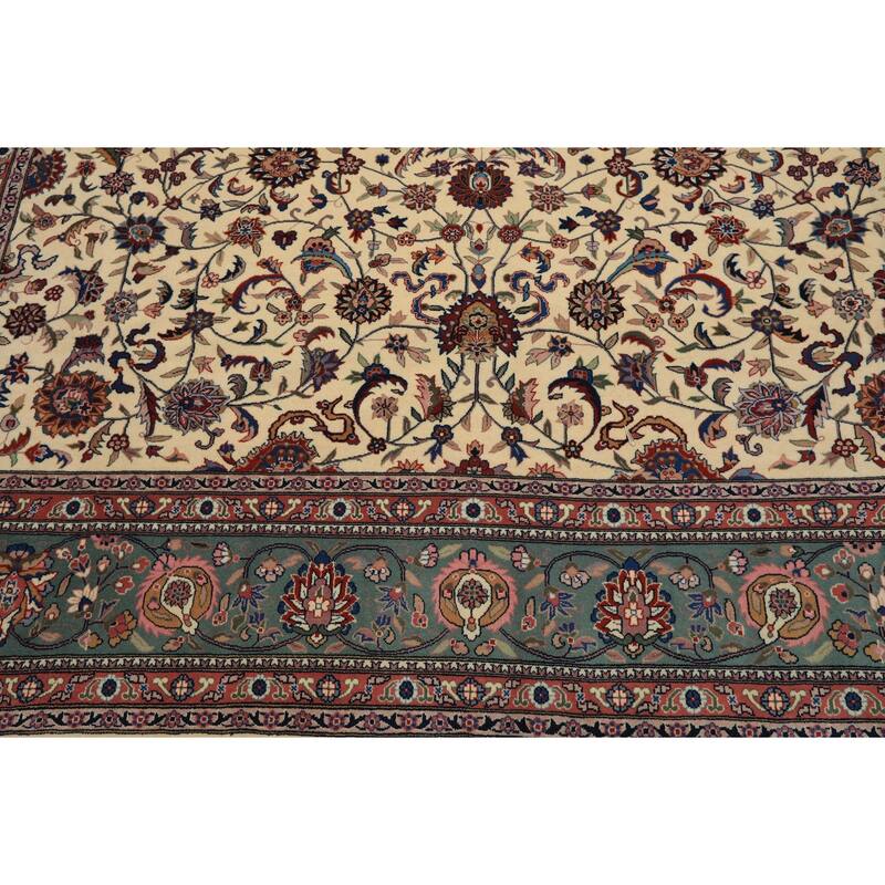 9x12 Hand Knotted Wool Ivory Kashaan Medallion Traditional Oriental Area Rug - 9' x 12'
