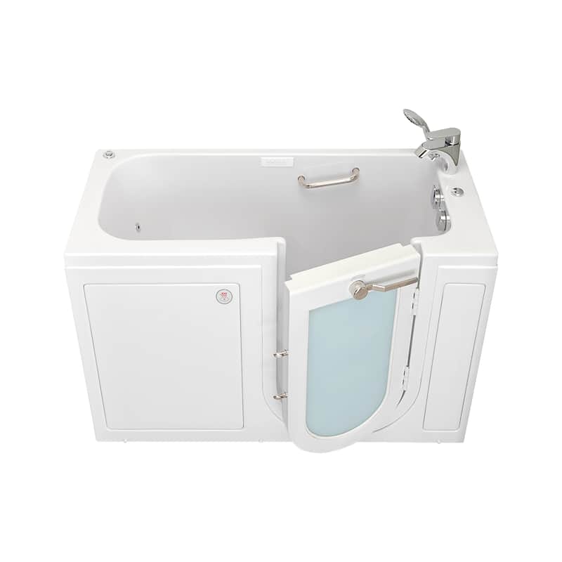Ella Lounger 27"x60" Acrylic Hydro Massage Walk-In Bathtub with Outward Swing Door, 2 Piece Fast Fill Faucet, 2" Dual Drain