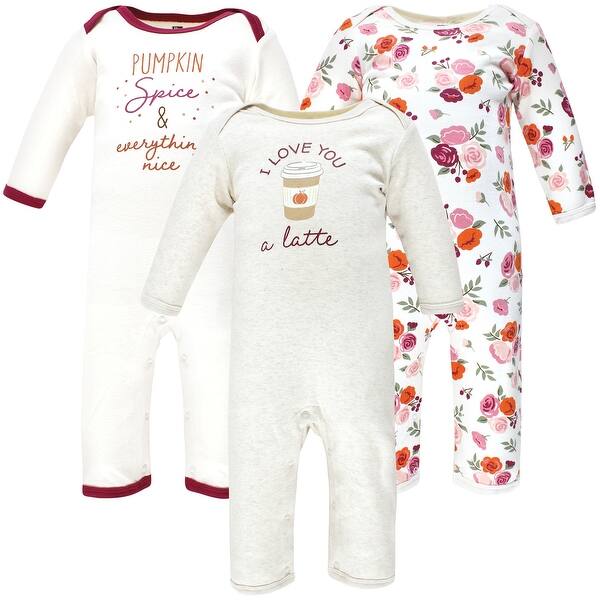 slide 1 of 1, Hudson Baby Infant Girl Cotton Coveralls, Pumpkin Spice 0 - 3 Months - Red