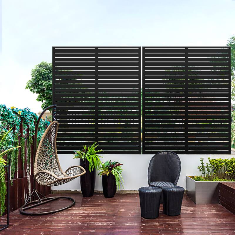 Metal Privacy Screen Wall Decoration Free Standing-6.3 ft. H X 4 ft. W
