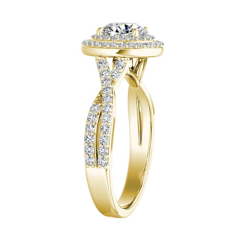 Auriya 14k Gold 1 3/8ctw Double Halo Moissanite Engagement Ring