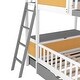 preview thumbnail 9 of 7, Full over Full Bunk Bed with Twin Size Trundle,Farmhouse Bed with Drawer and Storage Box,Housebed