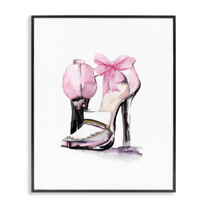 Stupell Pastel Pink Luxe Heels Framed Giclee Art Design By Stella Chang - 11 x 14 - Black