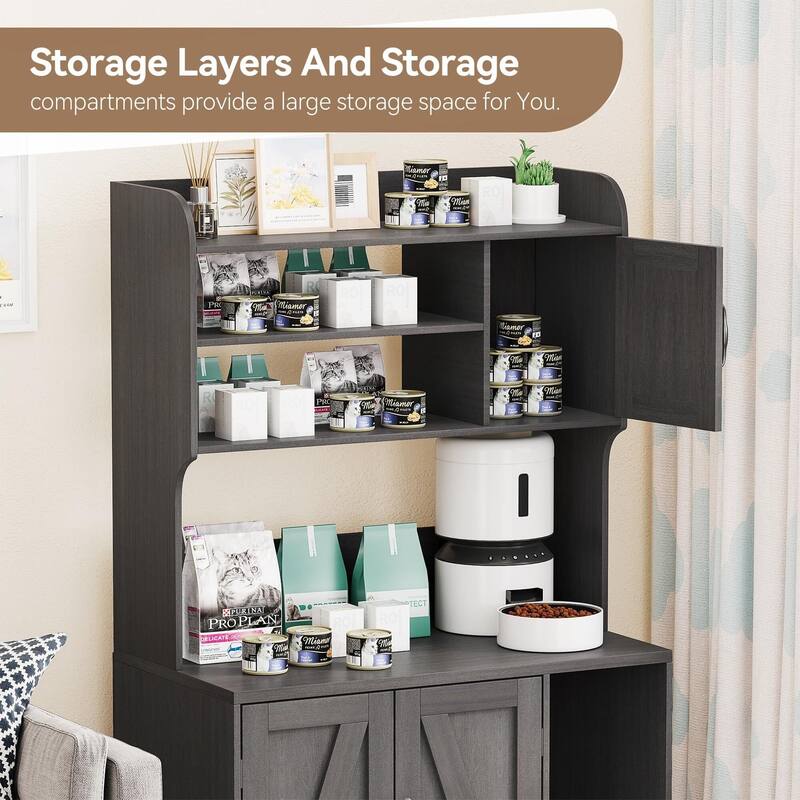 Cat Litter Box Enclosure With Shelves,Hidden Litter Box Furniture