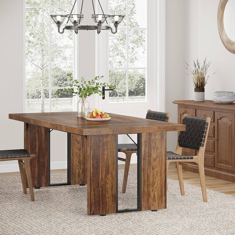 71" Rustic Farmhouse Dining Table for 6-8 People