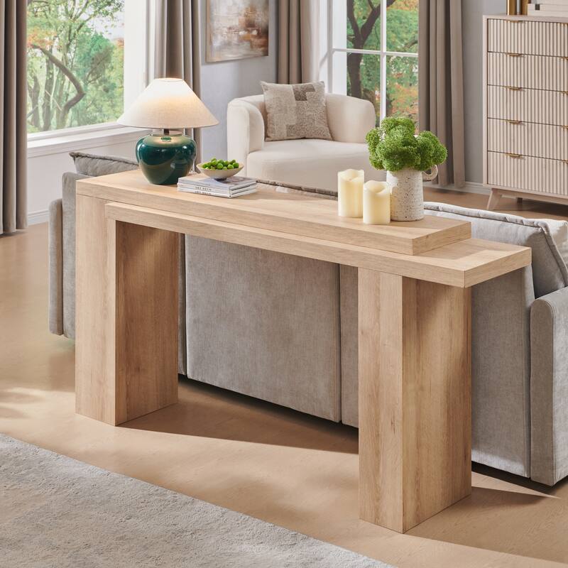 Modern Entryway Table, Wood Sofa Table Behind The Couch, Narrow Table - Oak