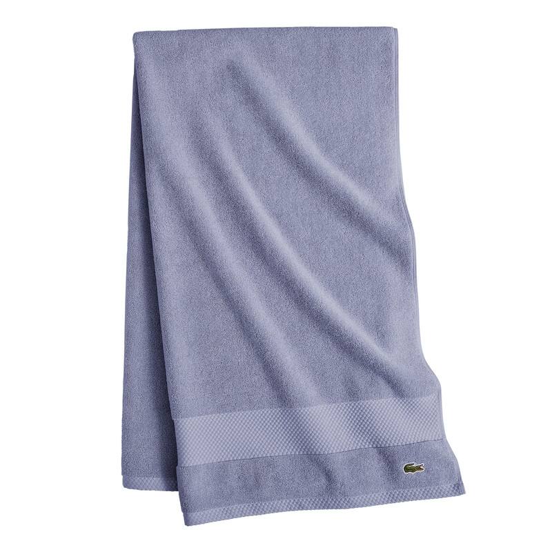 Lacoste Heritage Supima 100% Cotton Bath Towel, Hand Towel, Wash Cloth, and Bath Sheet - Light Denim - Bath Sheet