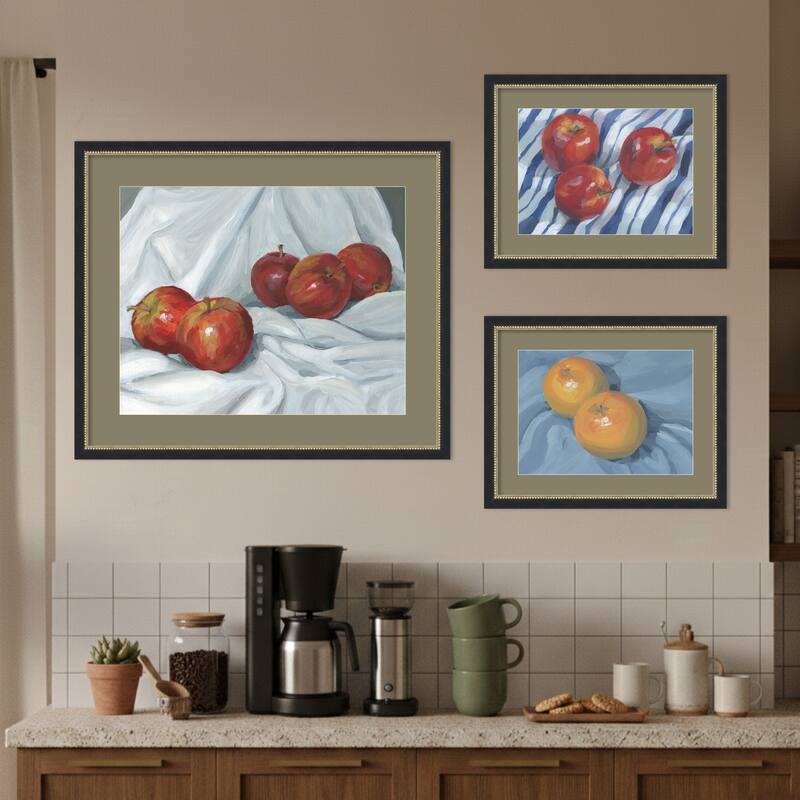 Apples and Oranges on Blue 3 Piece by Carrie Arnold Framed Wall Art Prints