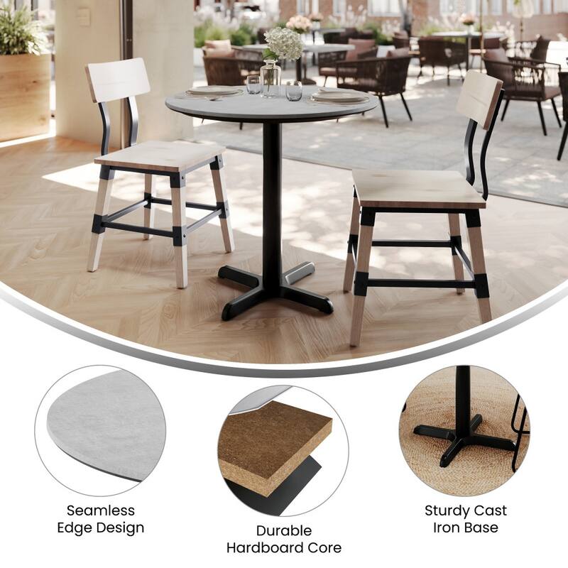 Commercial HPL Tabletop with Table Height Crisscross Base