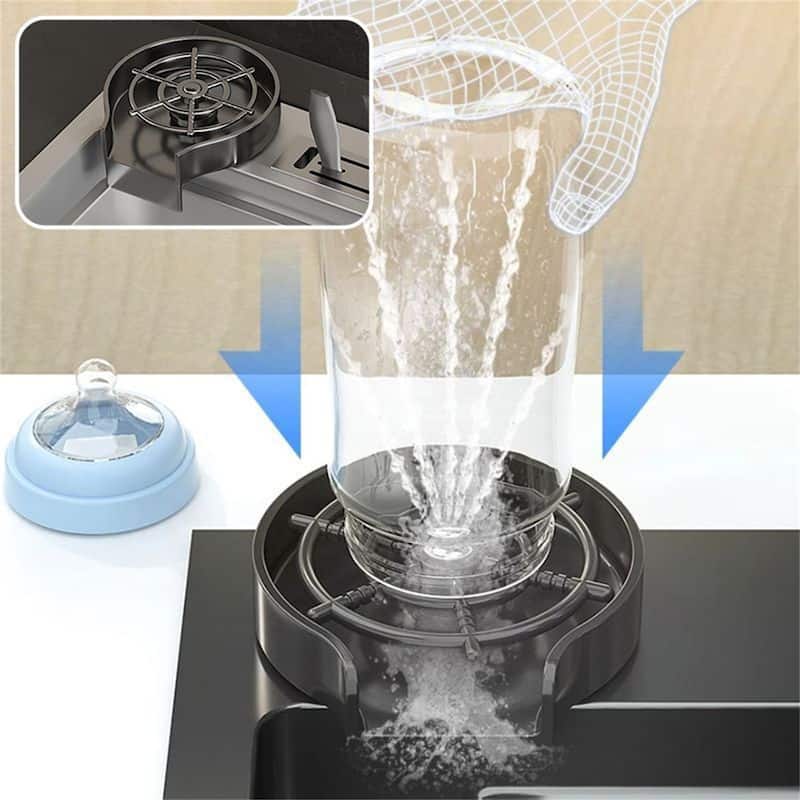 Single Bowl Stainless Steel Kitchen Sink with Waterfall Faucet