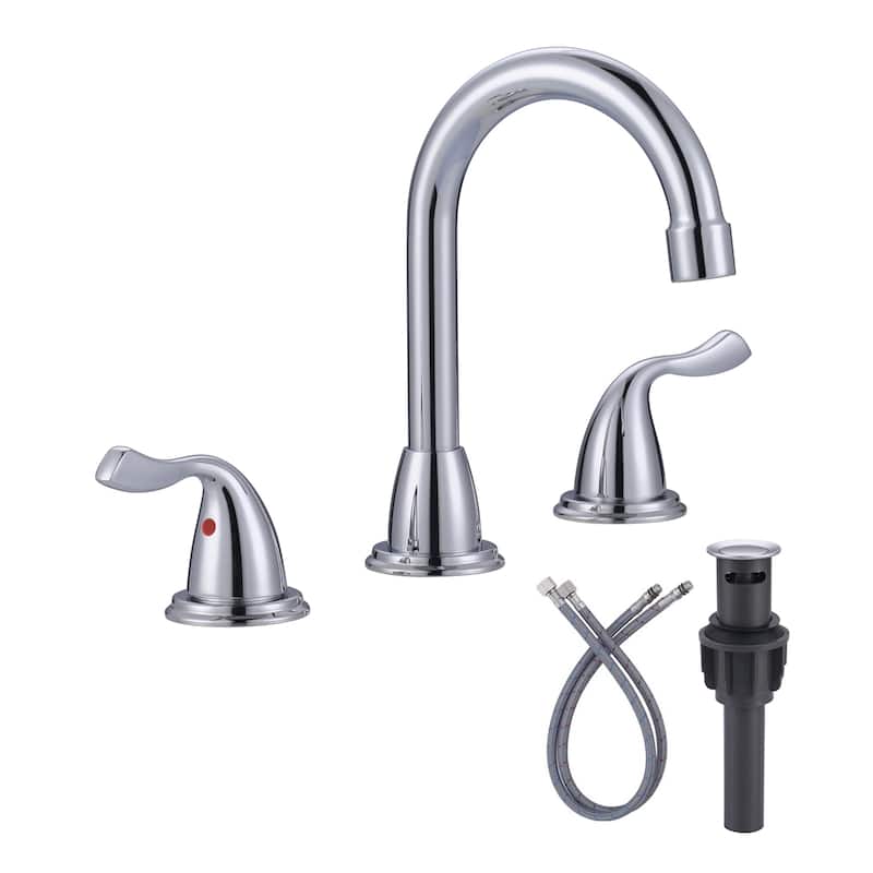 WOWOW 8 Inch Widespread Bathroom Faucet in Morden - Chrome