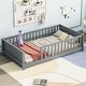 preview thumbnail 35 of 45, Twin Size Wood Floor Platform Bed with Built-in Book Storage Rack