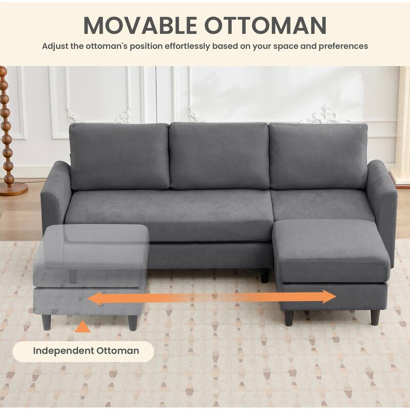 Snow Velvet Sectional Sofa