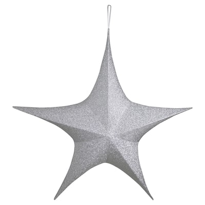 Foldable Tinsel Glitter Christmas Star Outdoor Decoration - 51" - Silver