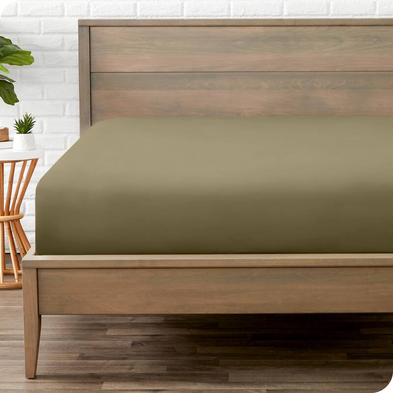 Bare Home Double Brushed Deep Pocket Fitted Sheet - King - Olive