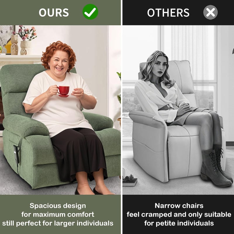 Flannel Power Lift Recliner with Side Pocket