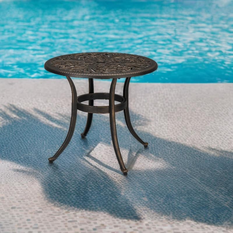 Outdoor Cast Aluminum Dining Table with Umbrella Hole