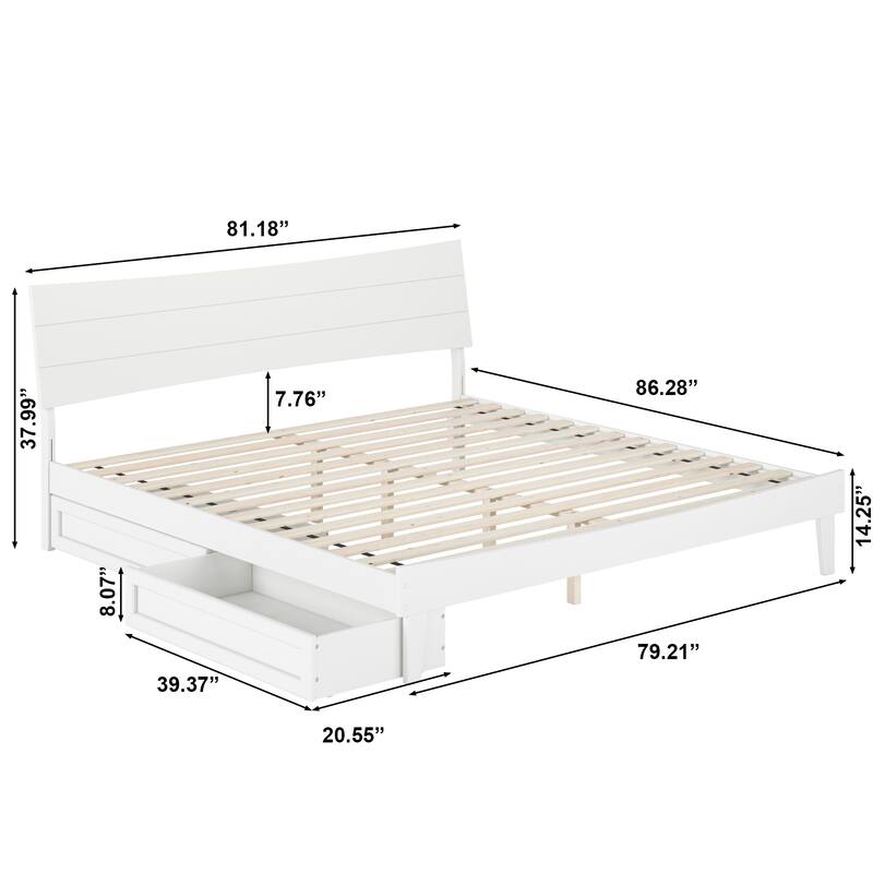 Phoenix Wood Platform Bed with Storage Drawers
