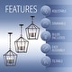 preview thumbnail 8 of 198, Marion Lantern Metal LED Pendant, by JONATHAN Y