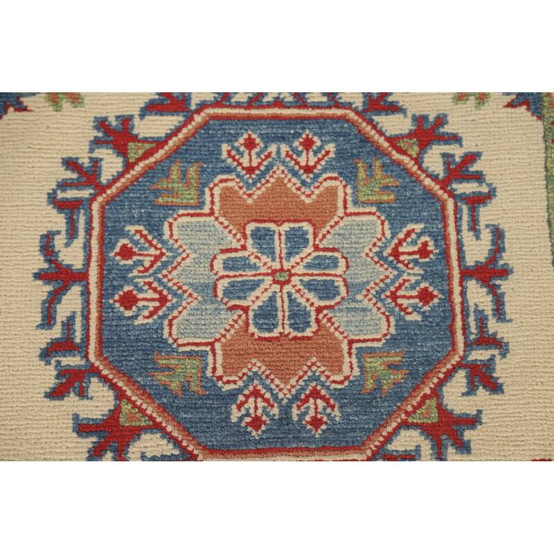 Kazak Runner Rug Hand-Knotted Beige Wool Carpet - 2'8" x 25'8"