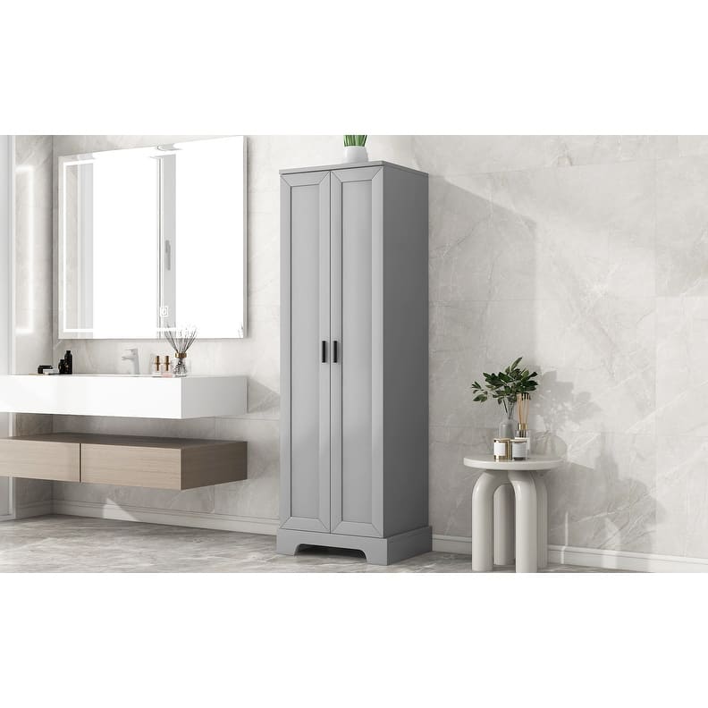 Storage Cabinet with Two Doors for Bathroom, Office, Adjustable Shelf, MDF Board