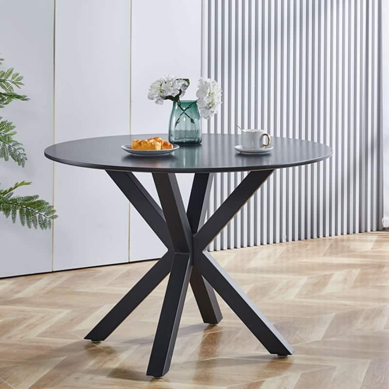 Coffee Table With Round MDFTable Top - Matte Black