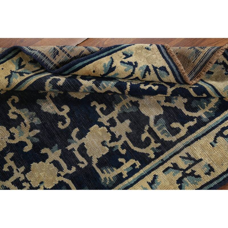 Vegetable Dye Art Deco Chinese Foyer Rug Hand-Knotted Wool Carpet - 2'11"x 4'9"