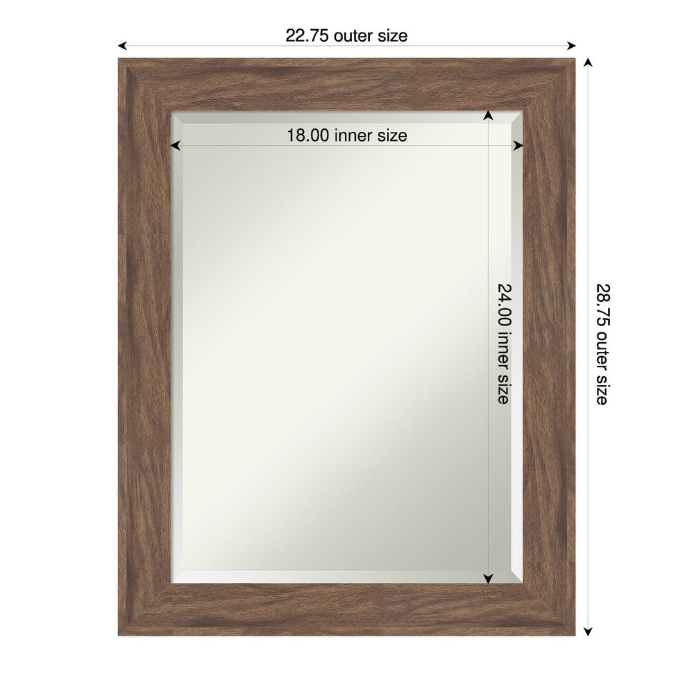 Pia Medium Brown Beveled Framed Bathroom Vanity Wall Mirror - Pia Medium Brown